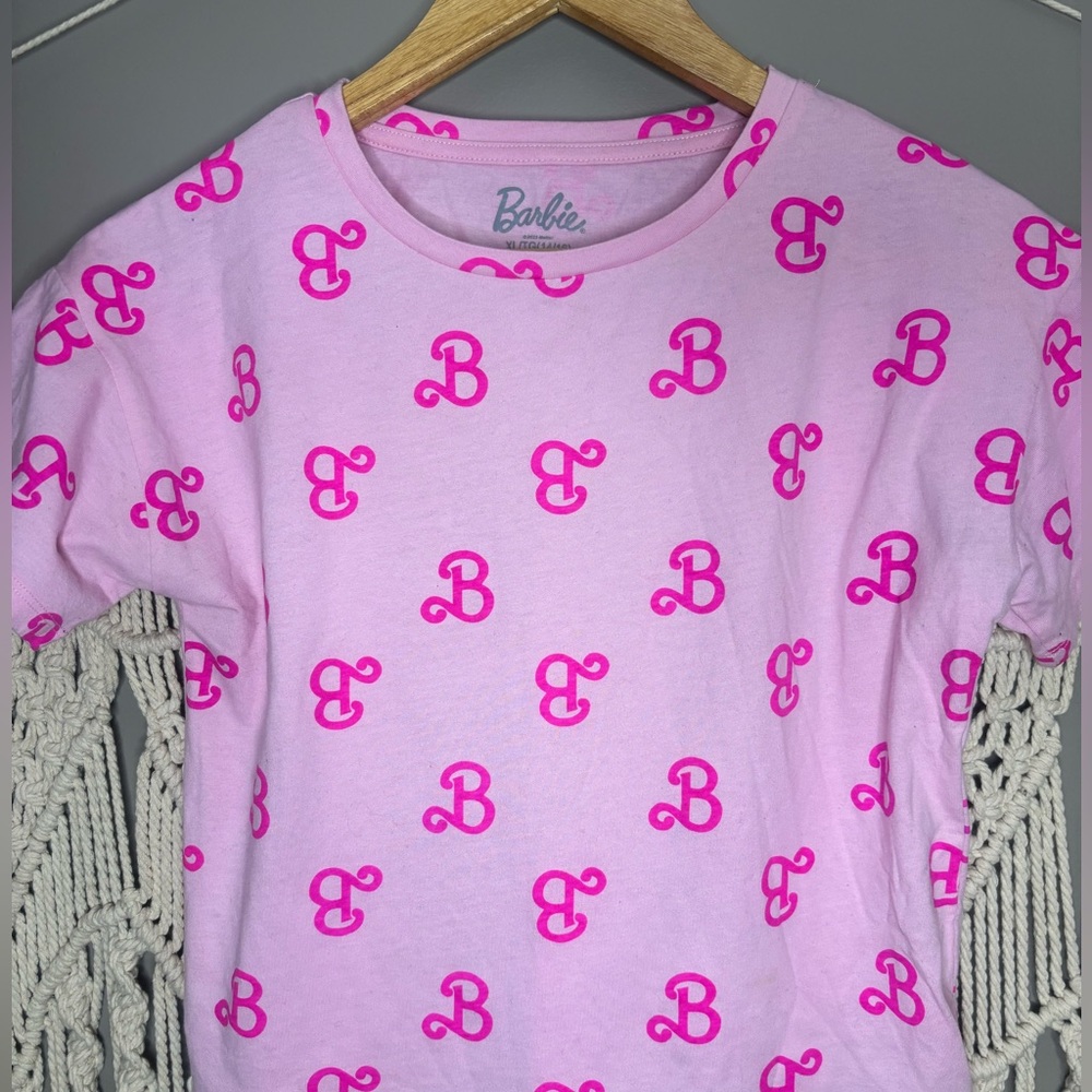 Barbie Pink Short Sleeve Tee with Hot Pink Logo Print